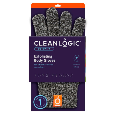 CLEANLOGIC Мочалка-перчатка для массажа и пилинга Exfoliating Body Gloves 2 шт.