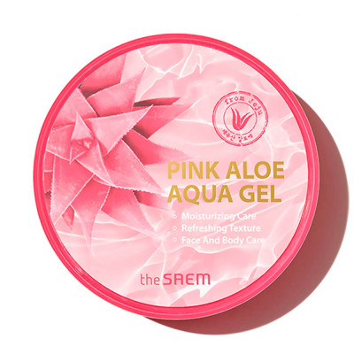 The SAEM Гель с алоэ универсальный розовый увлажняющий Pink Aloe Aqua Gel 300 мл. Корея