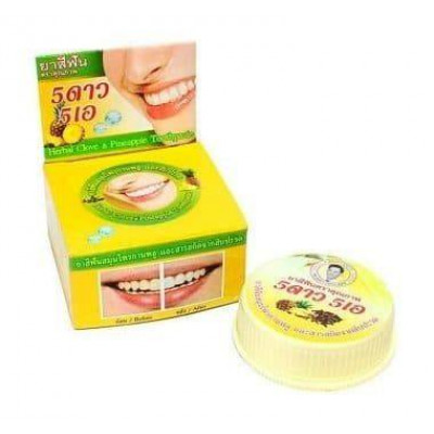 5Stars Тайская зубная отбеливающая паста Ананас Thai Toothpaste Pineapple 25 г. Таиланд 5Stars Тайская зубная отбеливающая паста Ананас Thai Toothpaste Pineapple 25 г. Таиланд