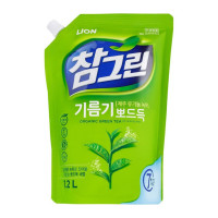 LION Средство для мытья посуды, овощей и фруктов Зеленый чай, мягкая упаковка 1200 мл. Корея