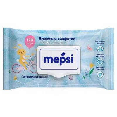 Mepsi Влажные салфетки гипоаллергенные детские 120 шт. Россия