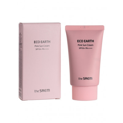 The SAEM Солнцезащитный крем Eco Earth Pink Sun Cream EX SPF50+PA++++ 50 мл. Корея